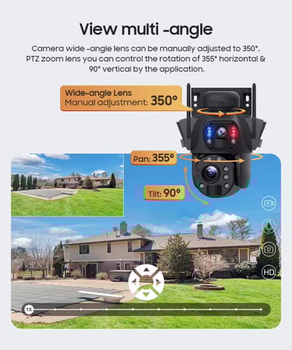 كاميرا زوم 12x طاقة شمسية ثنائية العدسة