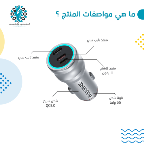 شاحن جوال في السيارة 65 واط