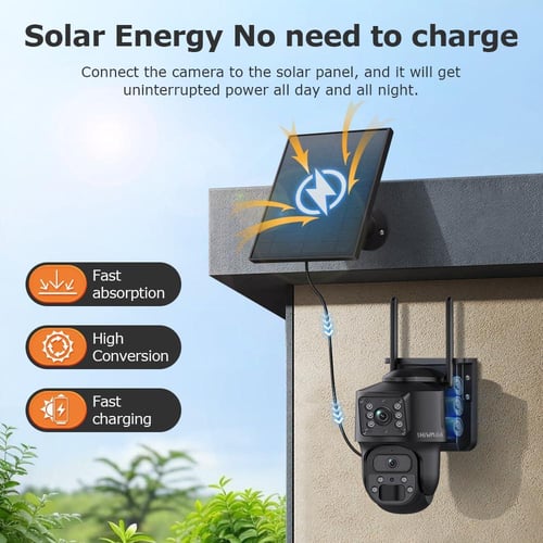 كاميرا عدستين طاقة شمسية تسجيل مستمر 4G