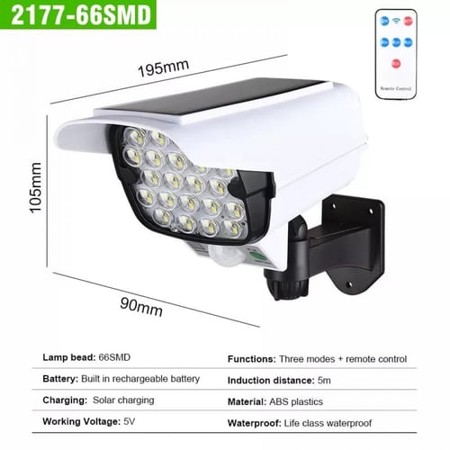 كاميرا وهمية كشاف طاقة شمسية مع ريموت