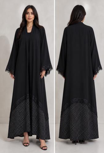 عبايه دانتيل + منقط من الاسفل
