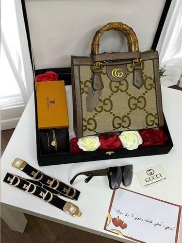 "هدية نسائية فاخرة | شنطة، نظارة شمسية، عطر، ساعة...