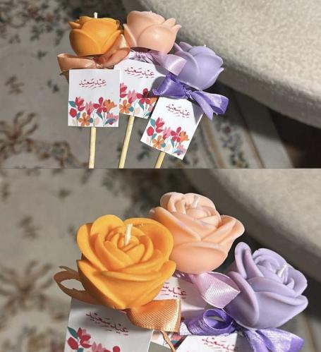 توزيعات شمعة ورد الجوري الثيم من اختيارك