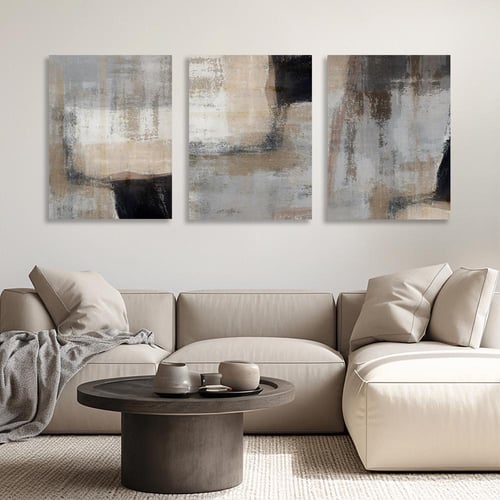 طقم لوحات ثلاثية - بتصميم تجريدي عصري