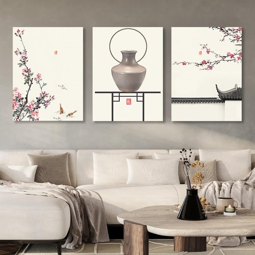 طقم لوحات ثلاثية - بتصميم تجريدي عصري