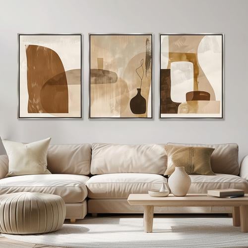 طقم لوحات ثلاثية - بتصميم تجريدي عصري