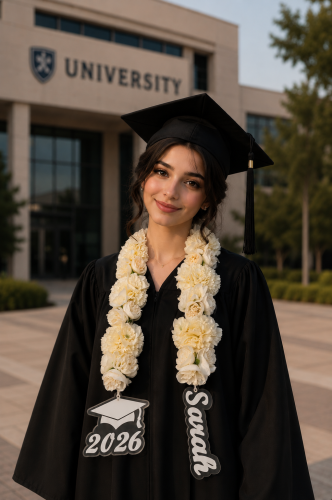 Graduation badge with two acrylic pieces