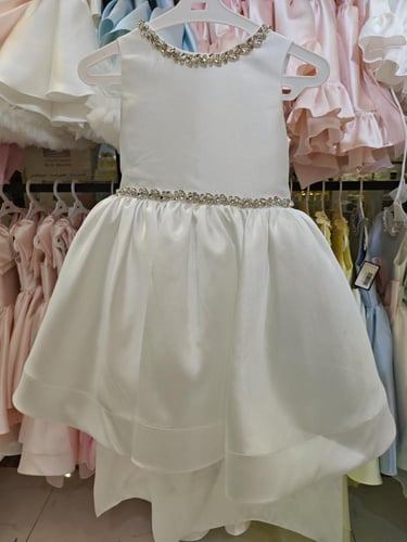 فستان وردي كرستال مع ذيل خارجي