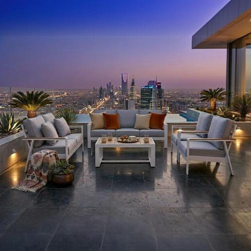 طقم جلسة خارجية فاخرة 7 أشخاص – هيكل ألومنيوم بلمس...