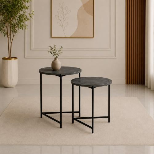 طقم طاولات خدمة خشب متداخلة مودرن GREY ST302