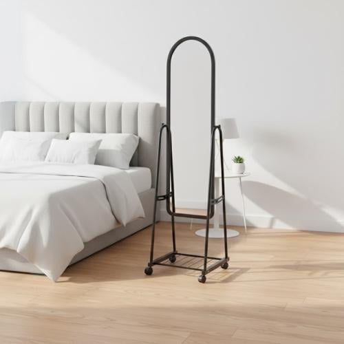 مراية أرضية طويلة متحركة مع رف تخزين وعجلات - تصمي...