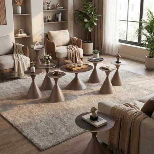 ✨ طقم طاولات ضيافة سيراميك فاخر (1 كبير + 6 خدمة)...