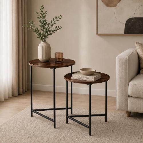 طقم طاولات خدمة خشبية بتصميم عصري (COFFEE ST302)