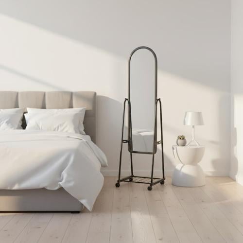 مرآة "سيلكي" المتنقلة بالطول الكامل مع رف تخزين