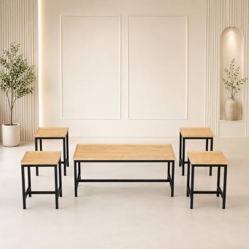 طقم طاولات ضيافة خشب مستطيل 1+4 C201 WOOD
