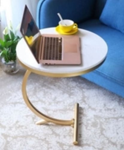 طاولة جانبية معدن ذهبي وسطح رخامي 35×55