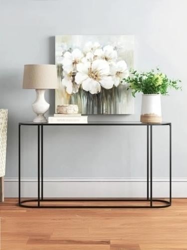 مدخل معدن اسود وسطح زجاجي 160×40×80