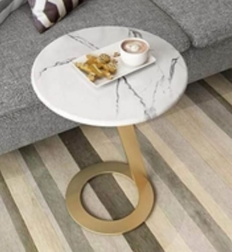 طاولة جانبية معدن ذهبي وسطح رخامي 35×55
