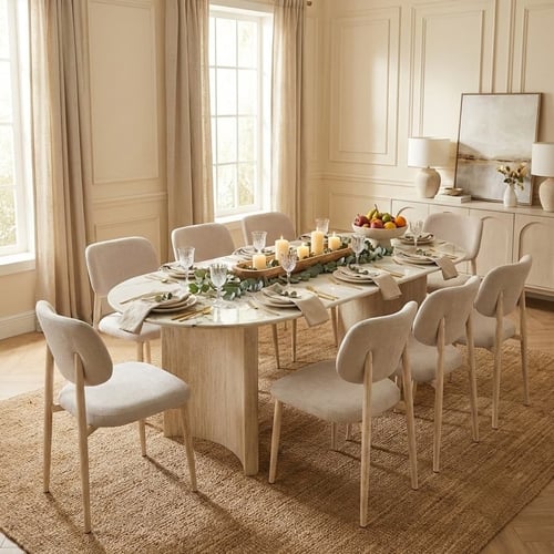 طقم طاولة طعام سيراميك فاخرة مع 8 كراسي (موديل M-0...