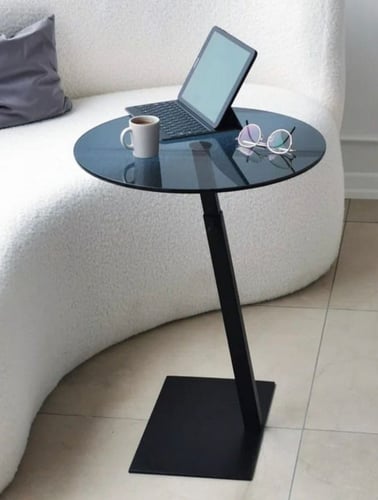 طاولة جانبية معدن اسود وزجاج اسود 35×55