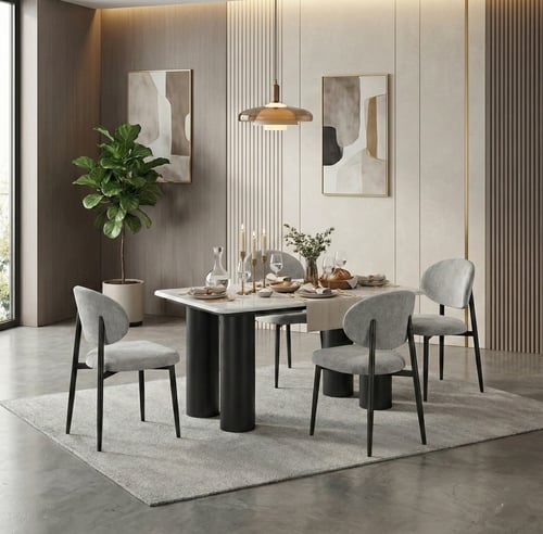 طقم طاولة طعام مودرن سطح رخامي 4 كراسي - 160 سم |...