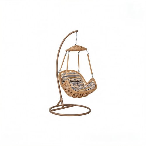 مرجيحة معلقة (كرسي عش العصفور) خيزران مع مظلة وقاع...