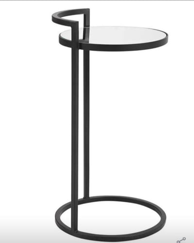 طاولة جانبية معدن اسود وسطح زجاجي 35×55