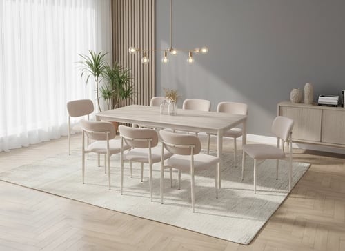 طقم طاولة طعام رخام 8 كراسي - تصميم مودرن فاخر (18...