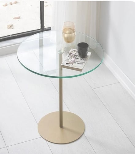 طاولة جانبية معدن ذهبي وزجاج شفاف 35×55