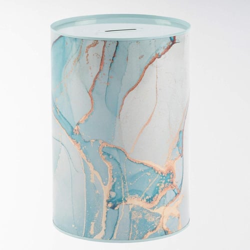 حصالة معدنية اسطوانية كبيرة