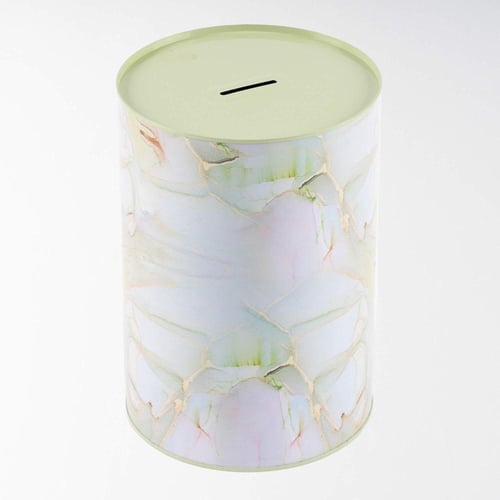 حصالة معدنية اسطوانية كبيرة