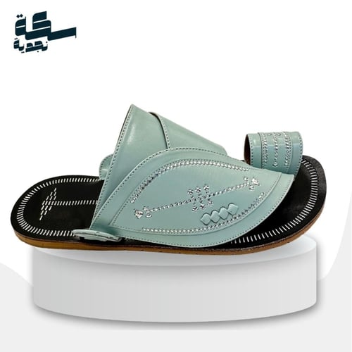 حذاء شرقي مطرز واطى تركواز