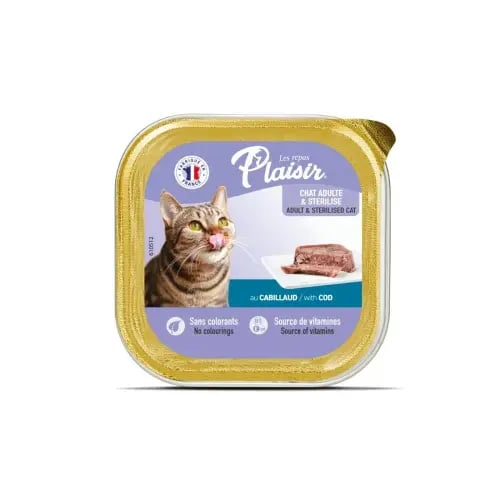Food for sterilized and adult cats with cod flavor...
