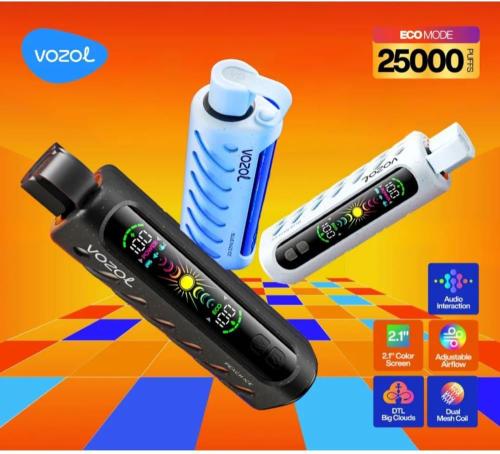 VOZOL جهاز فيب شيشة فوزول 25000 شفطة عدة نكهات 3 ن...