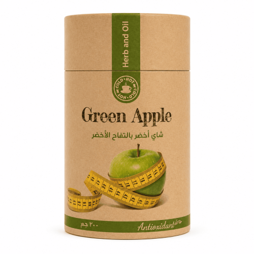 Green tea with green apple, made from herbs and oi...