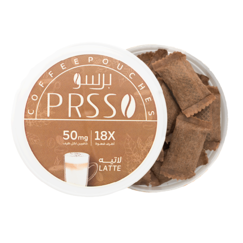 أظرف برسـو PRSSO قهوة لاتيه – 50 ملغ كافيين (18 ظر...