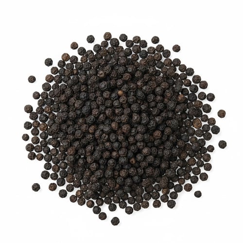 Whole black peppercorns