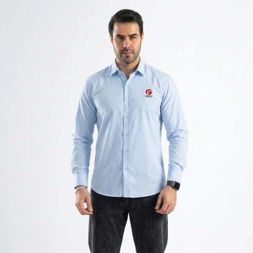 Men's slim-fit gabardine shirt