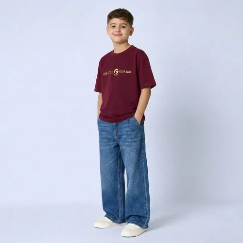 Boys' Single Lycra Slim Fit T-Shirt