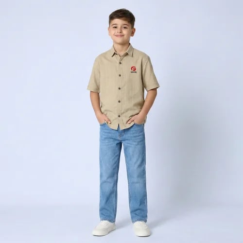 Boys' linen short-sleeved shirt