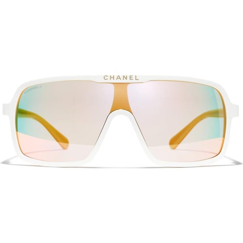 نظارات شانيل شمسية أبيض ذهبي