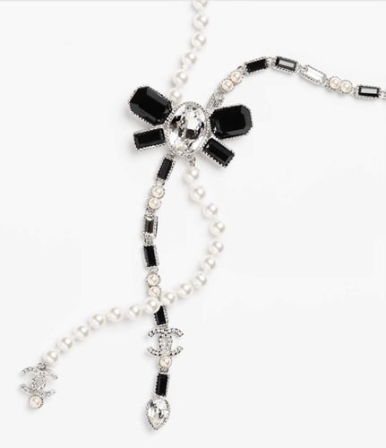 2024 قلادة اكسسوار بخرز بارز باللون الاسود و حجر ا...