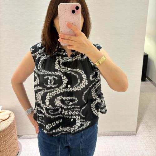 2025 قميص شانيل شاطئ كوكو بيتش بلا أكمام