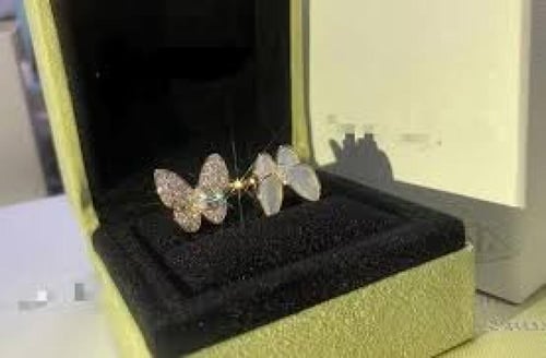 خاتم فان كليف تو باترفلاي بين الأصابع فضي أبيض