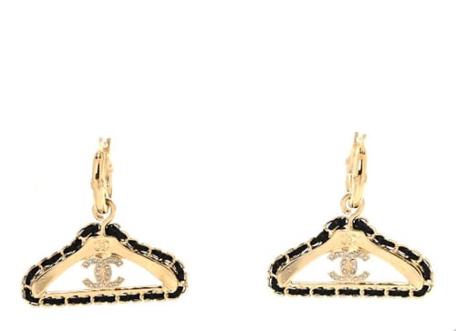 أقراط شانيل علاقة ذهبي كريستالي جلد