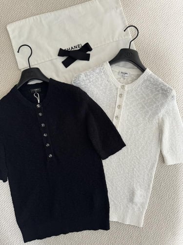 2025 قميص شانيل كوكو بيتش خفيف بأكمام قصيرة و أزرا...