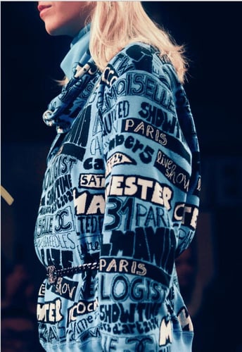 2024 بلوفر شانيل كنزة صوف قطن أزرق