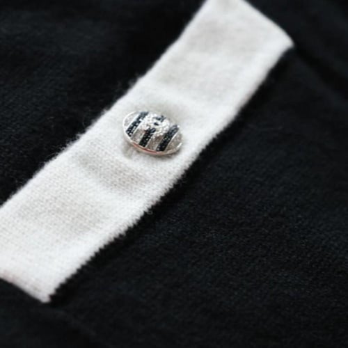 كارديغان شانيل أسود طويل كلاسيكي بأكمام سادة بدون...