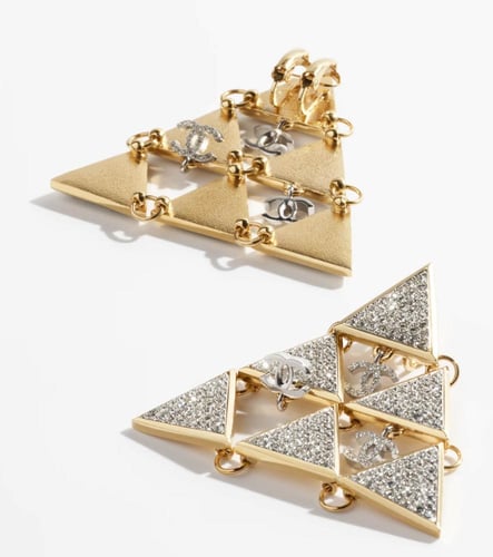 2024 أقراط شانيل مسمار بدلاية ذهبي، فضي، كريستالي