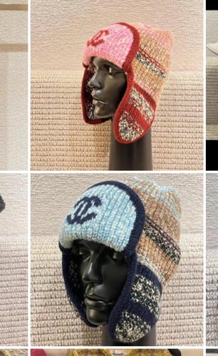 2024 قبعة شانيل بيني صوف وردي